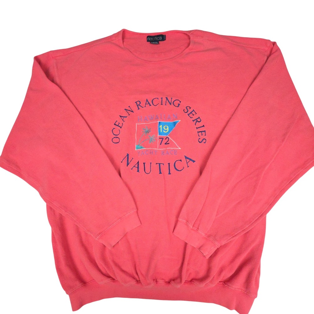 Nautica Ocean Racing Series Hawaiian Yacht Race Sweatshirt Mens XL Pink Cotton